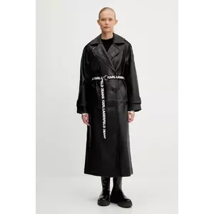 Karl Lagerfeld Jeans palton culoarea negru, de tranzitie, cu doua randuri de nasturi, A3W15047 imagine