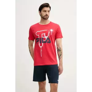 Fila set de pijama de bumbac culoarea rosu, cu imprimeu, FPS1220 imagine