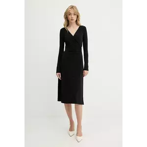 Karl Lagerfeld rochie culoarea negru, midi, drept, A3W13042 imagine
