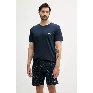 Fila pijamale de bumbac culoarea bleumarin, cu imprimeu, FPS1222 imagine