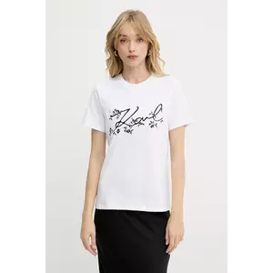 Karl Lagerfeld tricou din bumbac culoarea alb, A3W17018 imagine