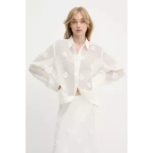 Samsoe Samsoe cămașă SANOT culoarea bej, cu guler clasic, relaxed, F25200058 imagine