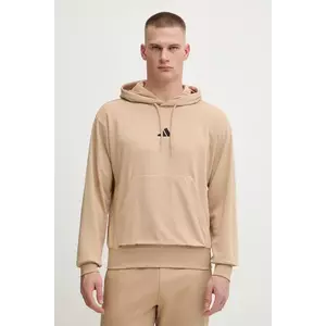 adidas bluză Feelcozy culoarea bej, cu glugă, uni, JX3325 imagine
