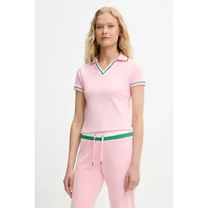Juicy Couture tricou polo SHRUNKEN POLO TEE culoarea roz, JCWCT225355 imagine