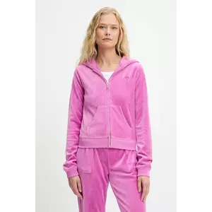Juicy Couture bluză HERITAGE ROBYN HOODIE culoarea roz, cu glugă, cu imprimeu, JCSEBJ007G imagine