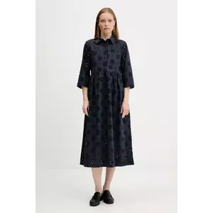 Barbour rochie din bumbac MELISSA culoarea bleumarin, midi, evazați, LDR0896 imagine