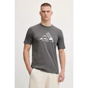 adidas tricou din bumbac Camo Logo culoarea gri, cu imprimeu, KA7130 imagine