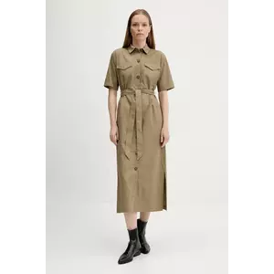 Barbour rochie din amestec de in NICOLE culoarea verde, midi, drept, LDR0894 imagine