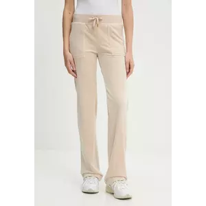 Juicy Couture pantaloni de trening din velur DEL RAY POCKETED PANT culoarea bej, uni, JCAP180G imagine