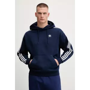 adidas Originals bluză Baggy Hoodie culoarea bleumarin, cu glugă, cu imprimeu, JP1075 imagine