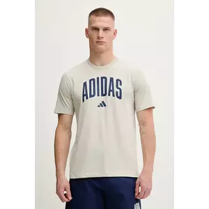 adidas tricou din bumbac Collegiate culoarea bej, cu imprimeu, JM6415 imagine