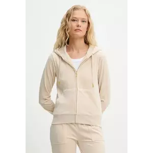 Juicy Couture bluză ROBERTSON HOODIE culoarea bej, cu glugă, cu imprimeu, JCAP176G imagine