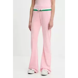 Juicy Couture pantaloni de trening din velur CHRISTINE STRIPE LOW RISE culoarea roz, uni, JCWBJ225352 imagine