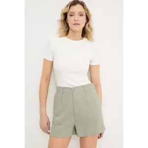 Answear Lab pantaloni scurti culoarea verde, neted, high waist imagine