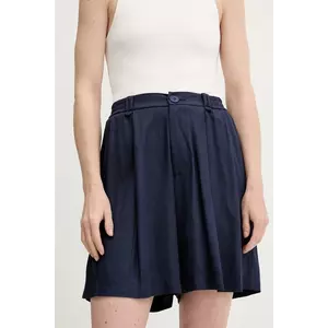 Answear Lab pantaloni scurți cu in culoarea albastru marin, neted, high waist imagine