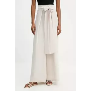 Answear Lab pantaloni culoarea bej, lat, high waist imagine