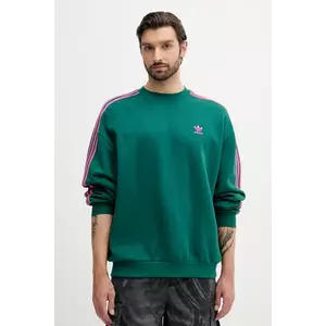 adidas Originals bluză Oversize Crew culoarea verde, cu imprimeu, KA0468 imagine