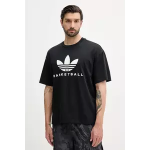adidas Originals tricou Originals Basketball Courtside Tee culoarea negru, cu imprimeu, JW6641 imagine