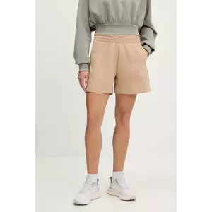 adidas pantaloni scurți Future Icons culoarea bej, cu imprimeu, high waist, JW7834 imagine