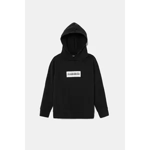 Napapijri bluză copii B-CHAMOIS culoarea negru, cu glugă, cu imprimeu, NP0A4HY40411 imagine