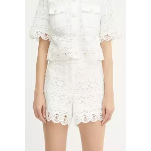 Morgan pantaloni scurți culoarea alb, neted, high waist, SHENTEL imagine