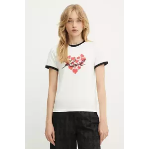 Karl Lagerfeld tricou din bumbac culoarea bej, A3W17015 imagine