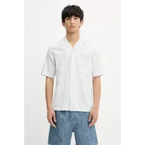 Samsoe Samsoe cămașă din amestec de in SAOSCAR culoarea bleumarin, regular, M24200074 imagine