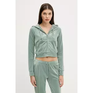 Juicy Couture bluză culoarea verde, cu glugă, cu imprimeu, JCWA122001 imagine
