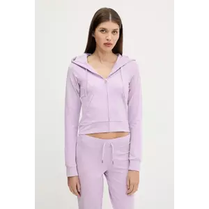 Juicy Couture bluză SINGLE JERSEY OLA HOODIE culoarea violet, cu glugă, cu imprimeu, JCWAS125310 imagine