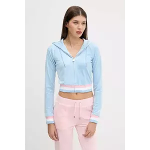 Juicy Couture bluză VELOUR CROPPED STRIPE HOODIE cu glugă, cu imprimeu, JCWAS225351 imagine