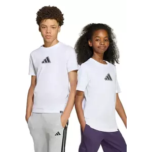 adidas tricou de bumbac pentru copii culoarea alb, cu imprimeu, JV5255 imagine