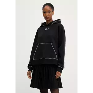 Karl Lagerfeld bluză culoarea negru, cu glugă, cu imprimeu, A3W20011 imagine