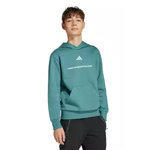 adidas bluză copii culoarea verde, cu glugă, cu imprimeu, KC2804 imagine