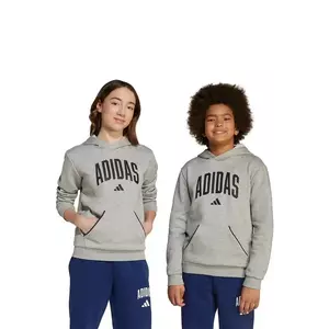 adidas bluză copii culoarea gri, cu glugă, cu imprimeu, JV7336 imagine