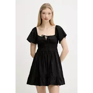 Tommy Jeans rochie din bumbac culoarea negru, mini, evazati, DW0DW20882 imagine