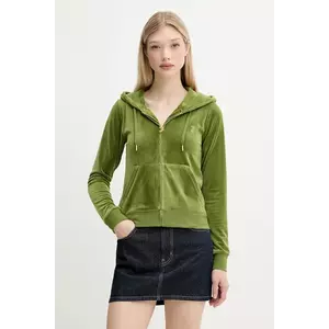 Juicy Couture bluză ROBERTSON HOODIE culoarea verde, cu glugă, cu imprimeu, JCAP176G imagine