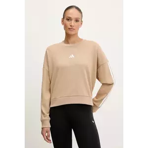 adidas bluză 3-Stripes culoarea bej, cu imprimeu, JX7629 imagine