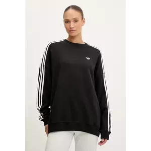 adidas Originals hanorac de bumbac 3-Stripes culoarea negru, cu imprimeu, JX5285 imagine