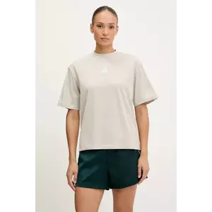 adidas tricou din bumbac Essentials culoarea bej, JE1219 imagine