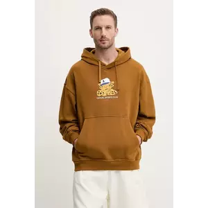adidas Originals hanorac de bumbac Graphic Lo Hd culoarea maro, cu glugă, cu imprimeu, JW0167 imagine