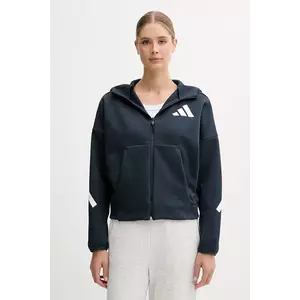 adidas bluză x Z.N.E culoarea bleumarin, cu glugă, cu imprimeu, JW5320 imagine