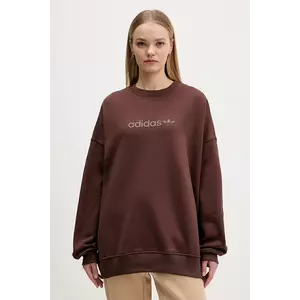 adidas Originals bluză Essentials culoarea maro, cu imprimeu, JW1018 imagine