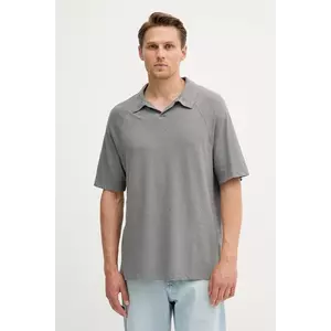 United Colors of Benetton polo din in culoarea gri, uni, 3UTFU302A imagine