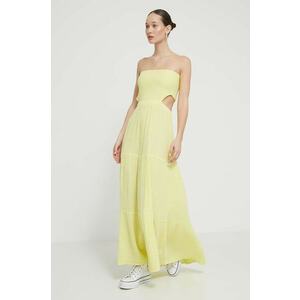 Rip Curl rochie din bumbac culoarea galben, maxi, evazată imagine