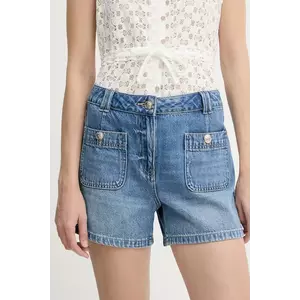 Morgan pantaloni scurți jeans uni, high waist, SHAMIZ imagine