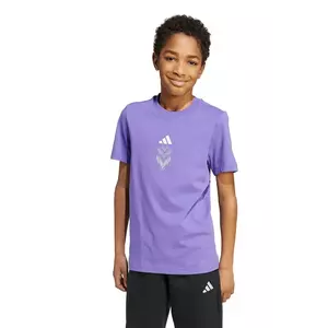 adidas Performance tricou de bumbac pentru copii culoarea violet, cu imprimeu, JM8941 imagine