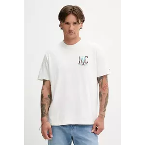 Tommy Jeans tricou din bumbac culoarea alb, cu imprimeu, DM0DM21831 imagine