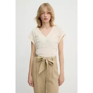 Morgan tricou din amestec de in culoarea bej, DORIANE imagine