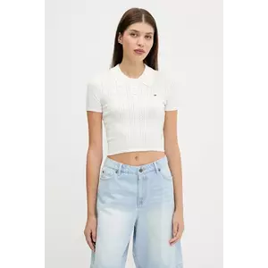 Tommy Jeans pulover culoarea alb, light, DW0DW20965 imagine