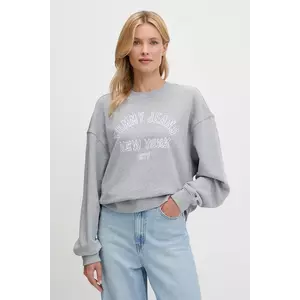 Tommy Jeans hanorac de bumbac culoarea gri, cu imprimeu, DW0DW21202 imagine